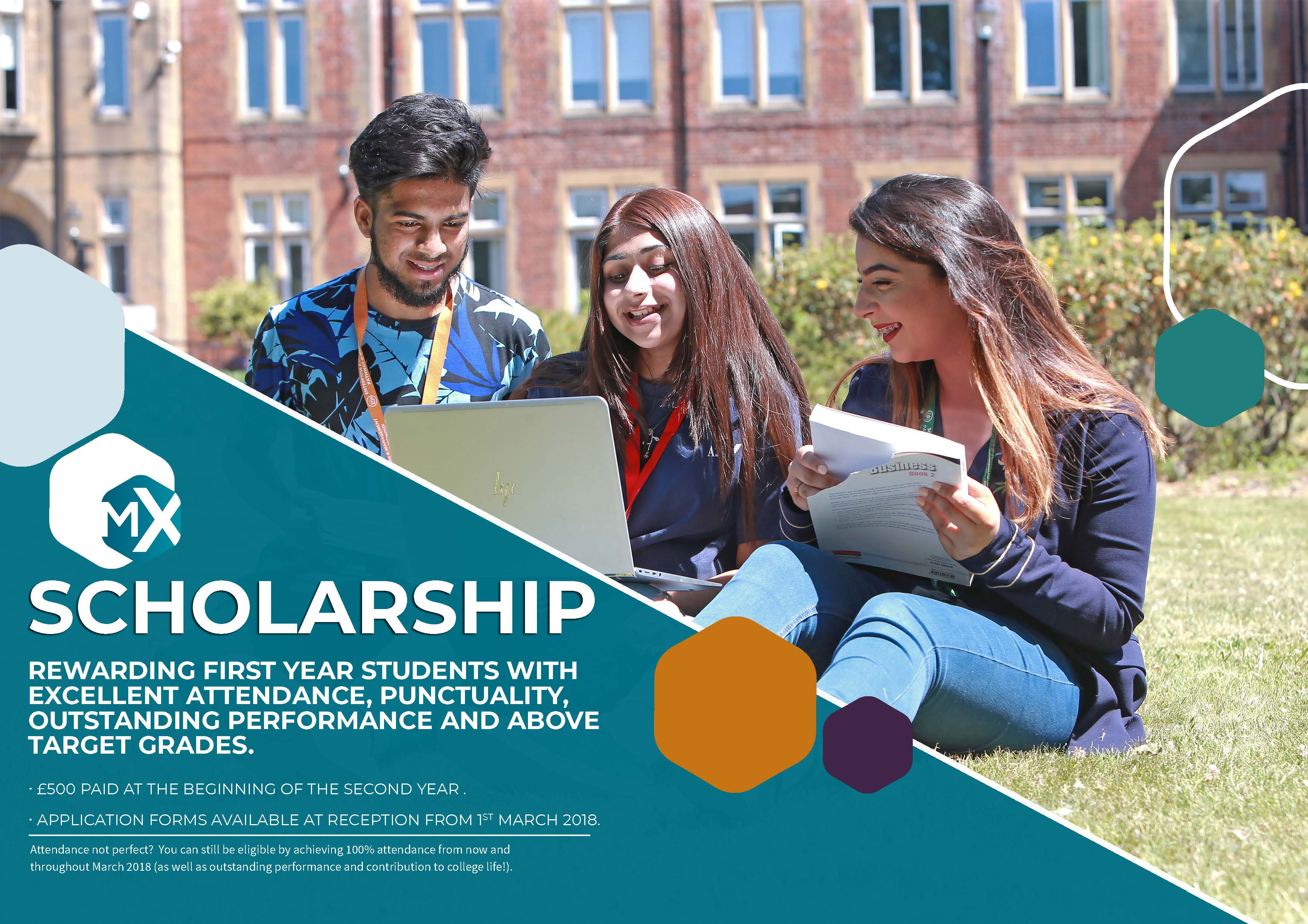 Poster promoting the college scholarship scheme